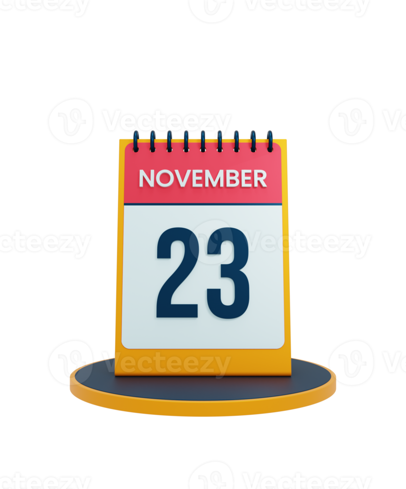 November Realistic Desk Calendar Icon 3D Illustration Date November 23 png