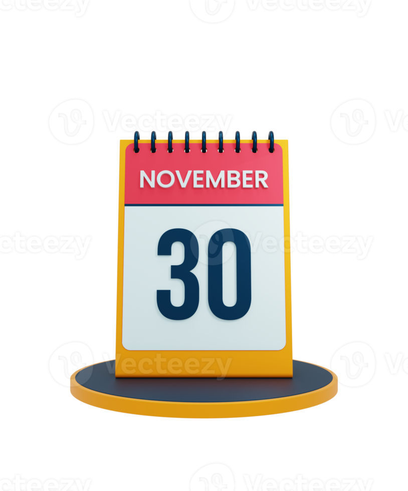 November Realistic Desk Calendar Icon 3D Illustration Date November 30 png