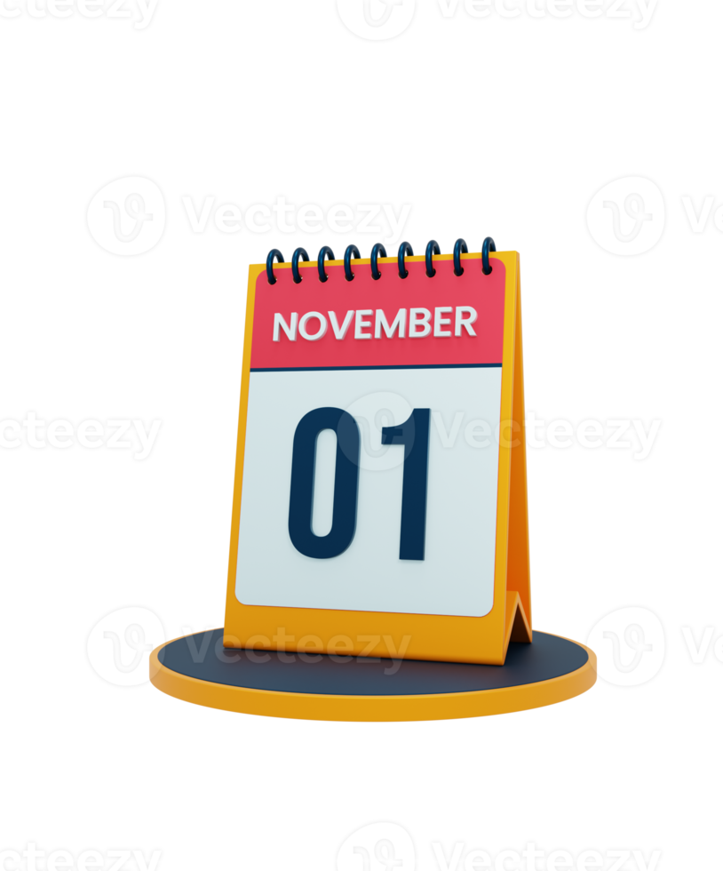 November Realistic Desk Calendar Icon 3D Illustration Date November 01 png
