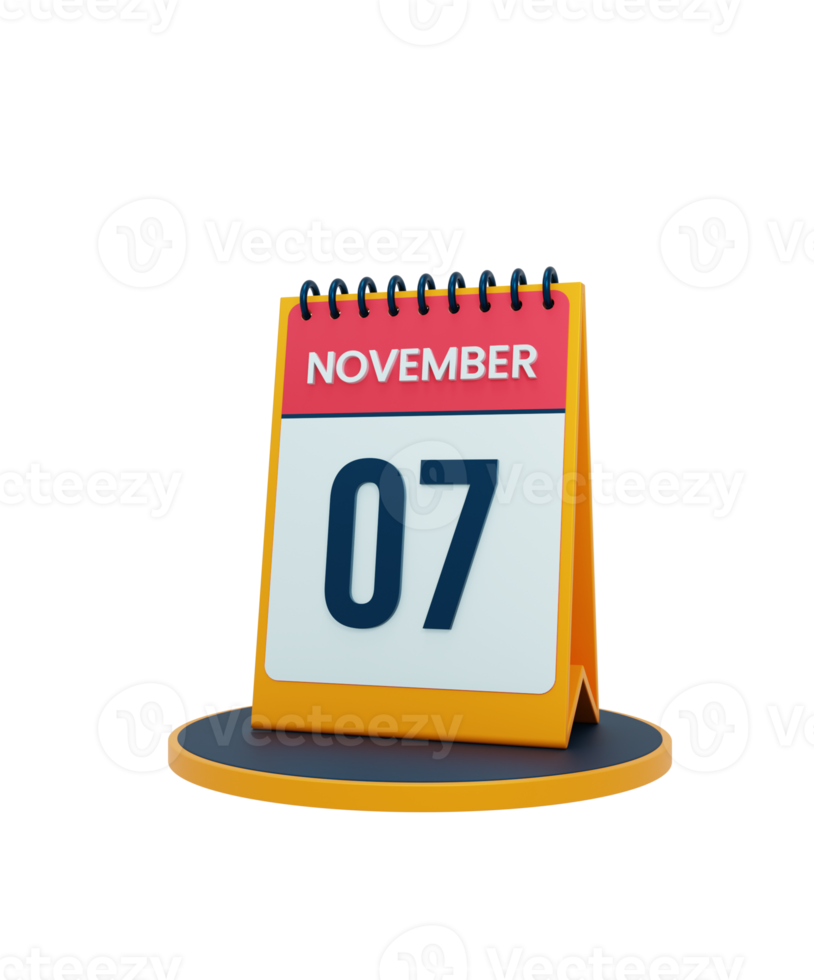 November Realistic Desk Calendar Icon 3D Illustration Date November 07 png