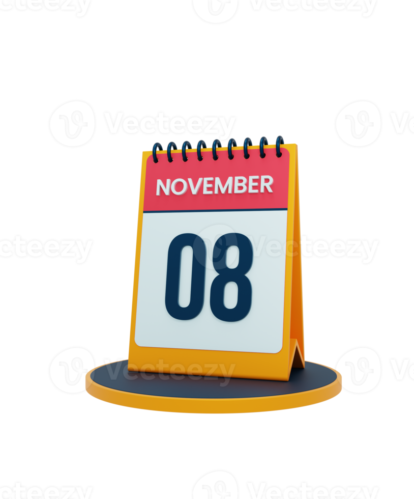 november realistisk skrivbord kalender ikon 3d illustration datum november 08 png