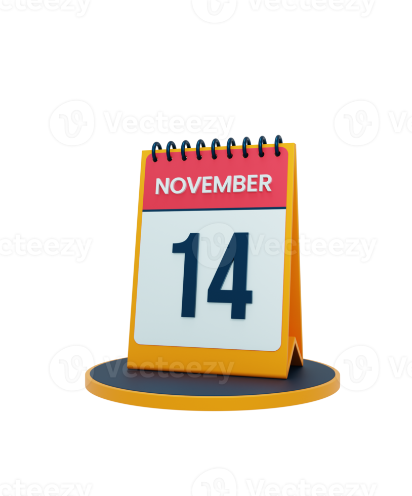 november realistisch bureau kalender icoon 3d illustratie datum november 14 png