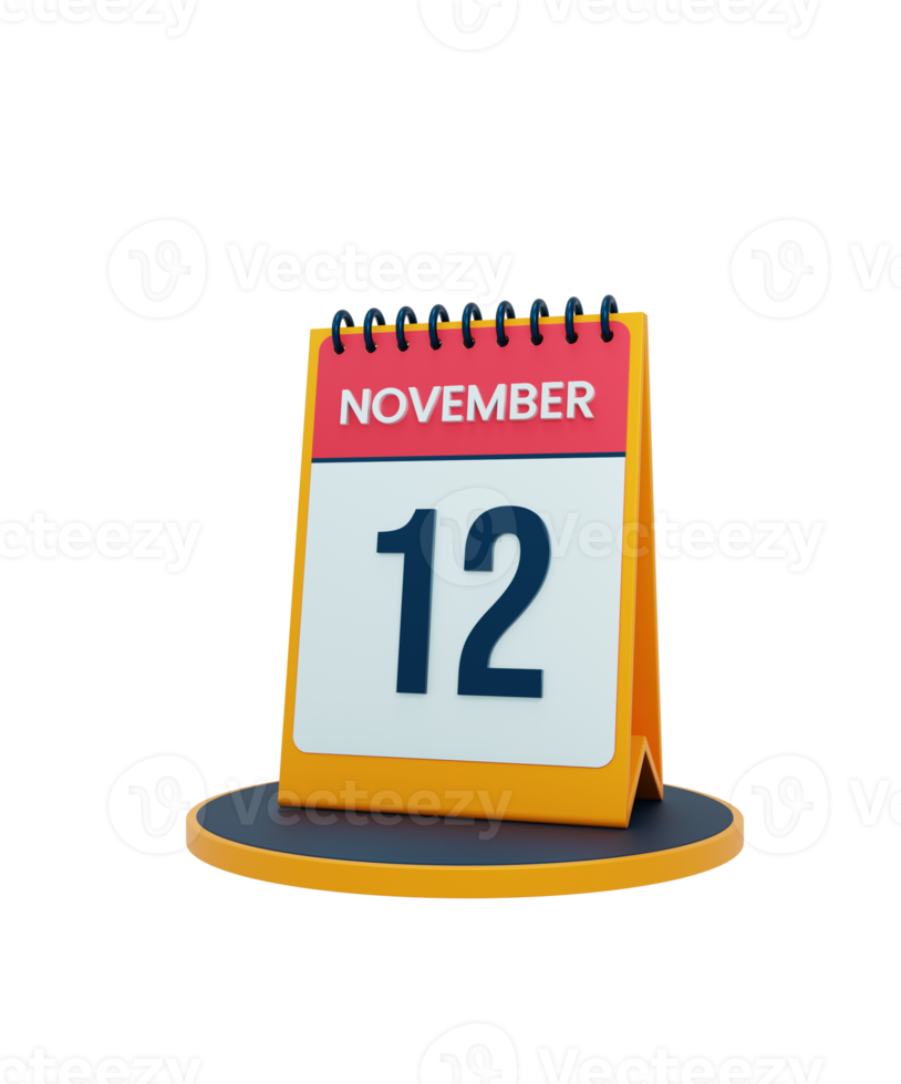 November Realistic Desk Calendar Icon 3D Illustration Date November 12 png