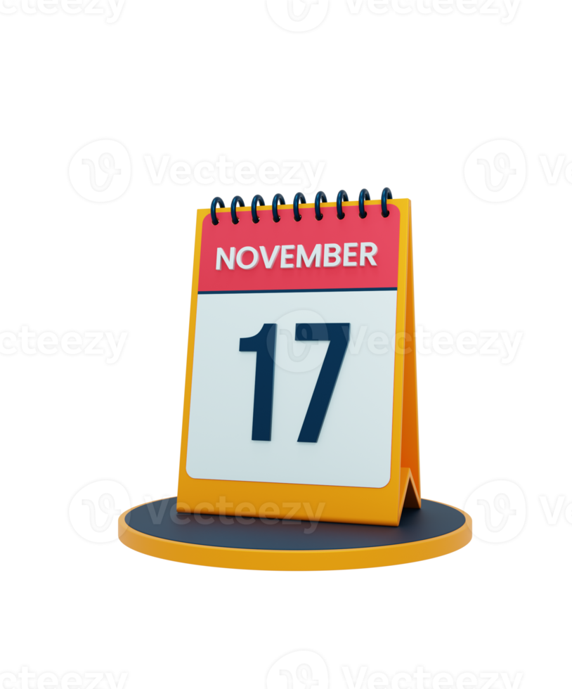 november realistisk skrivbord kalender ikon 3d illustration datum november 17 png