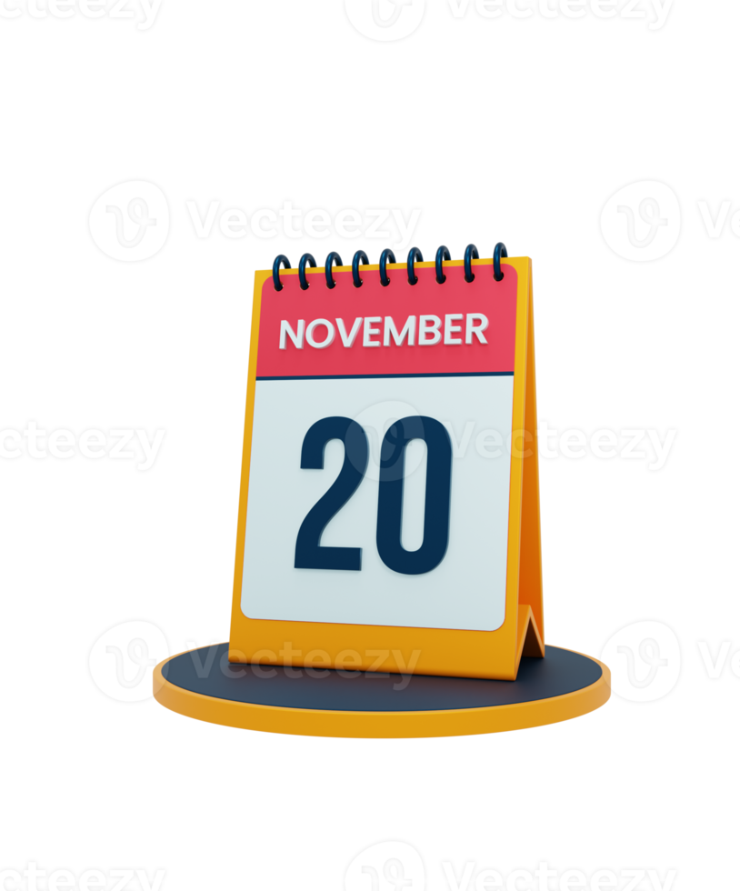 November Realistic Desk Calendar Icon 3D Illustration Date November 20 png