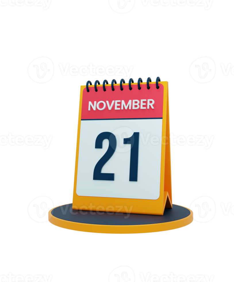 november realistisk skrivbord kalender ikon 3d illustration datum november 21 png