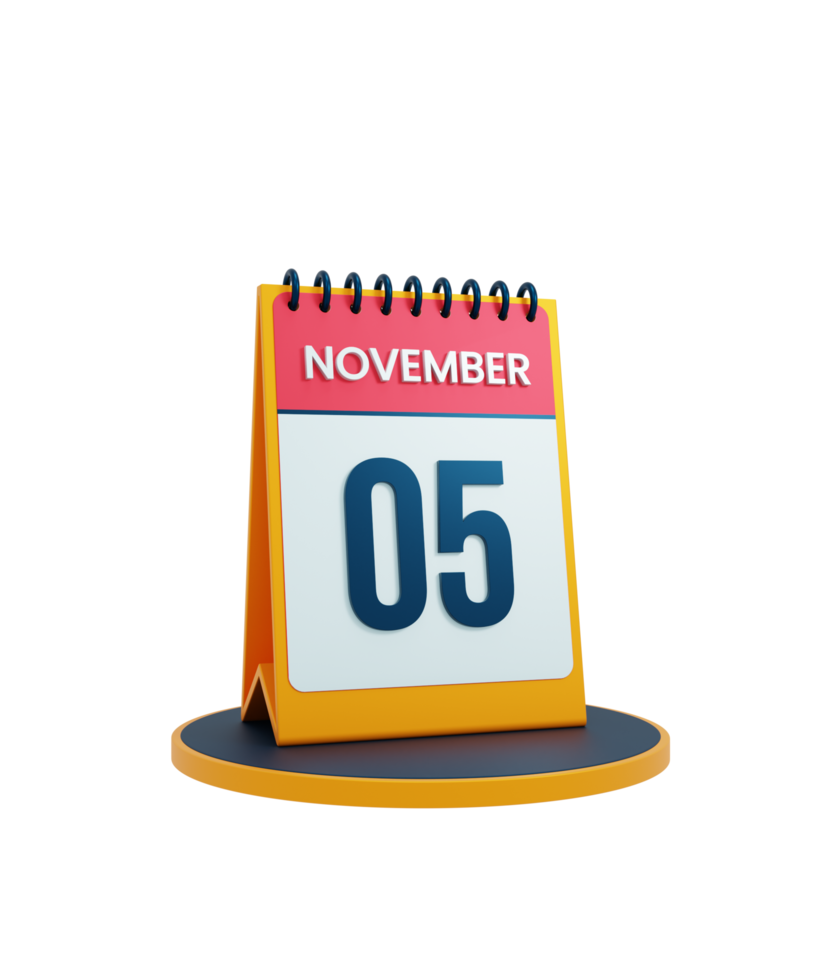 November Realistic Desk Calendar Icon 3D Illustration Date November 05 png