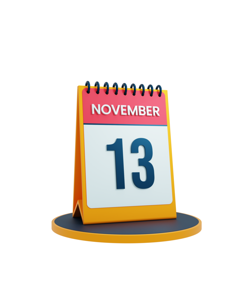 november realistisk skrivbord kalender ikon 3d illustration datum november 13 png