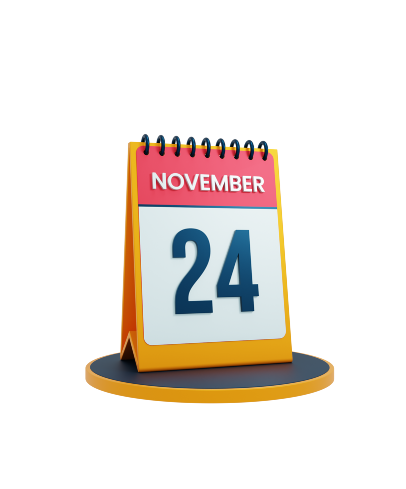 November Realistic Desk Calendar Icon 3D Illustration Date November 24 png