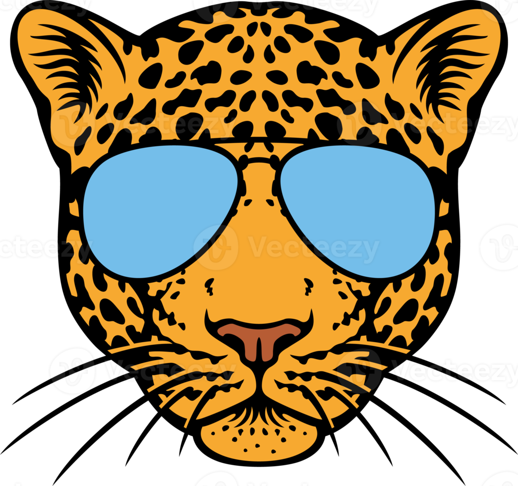 jaguar hoofd met vliegenier zonnebril png