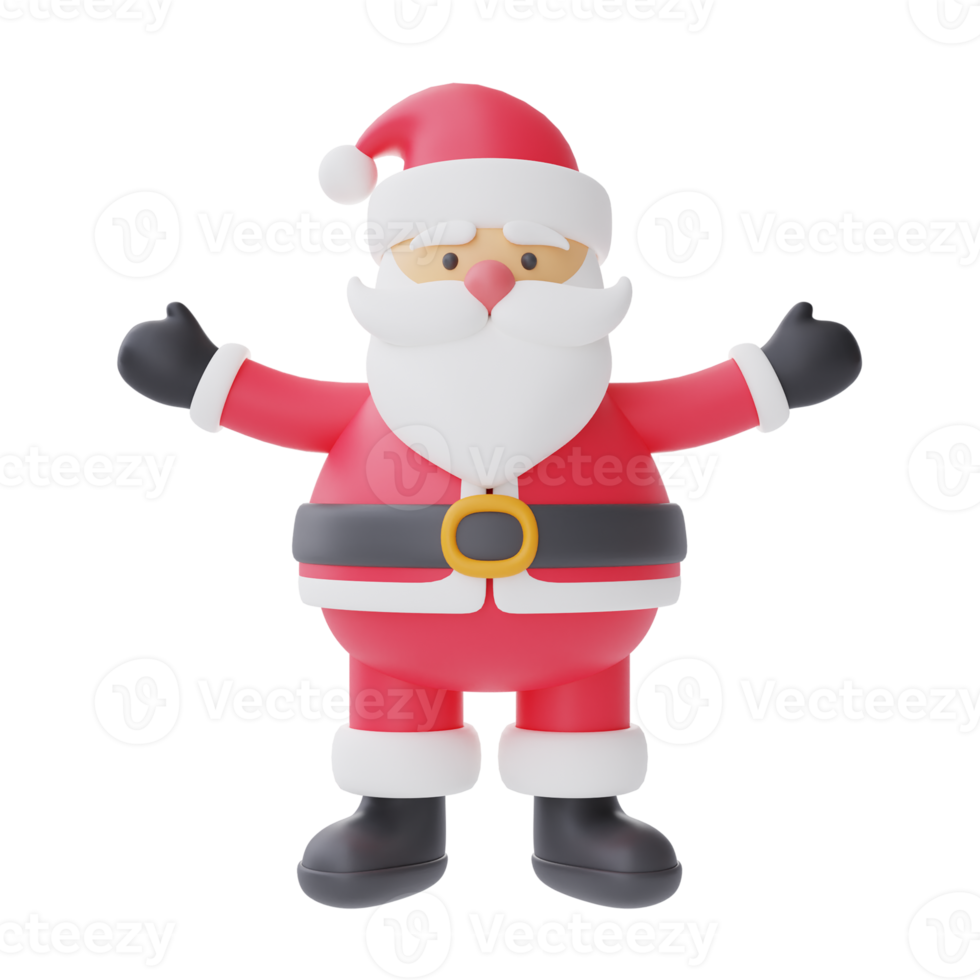 3D render do personagem de desenho animado Papai Noel isolado no fundo branco. feliz natal e ano novo. png