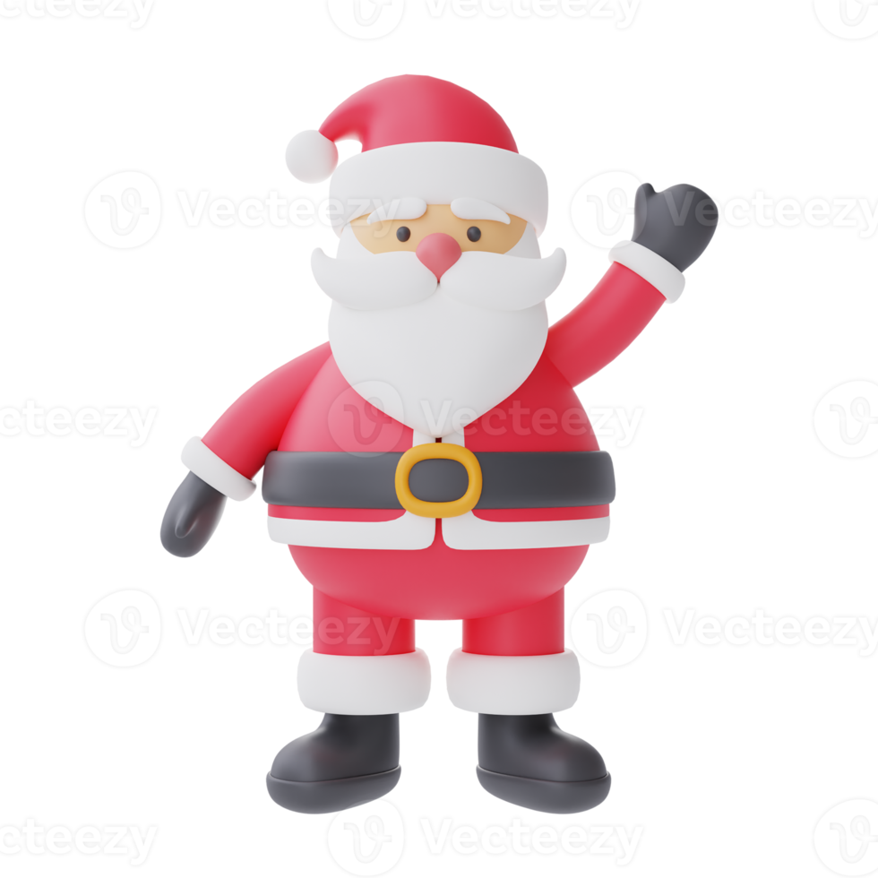 3d render of cartoon character santa claus isolated on white background. Merry Christmas and New Year. png
