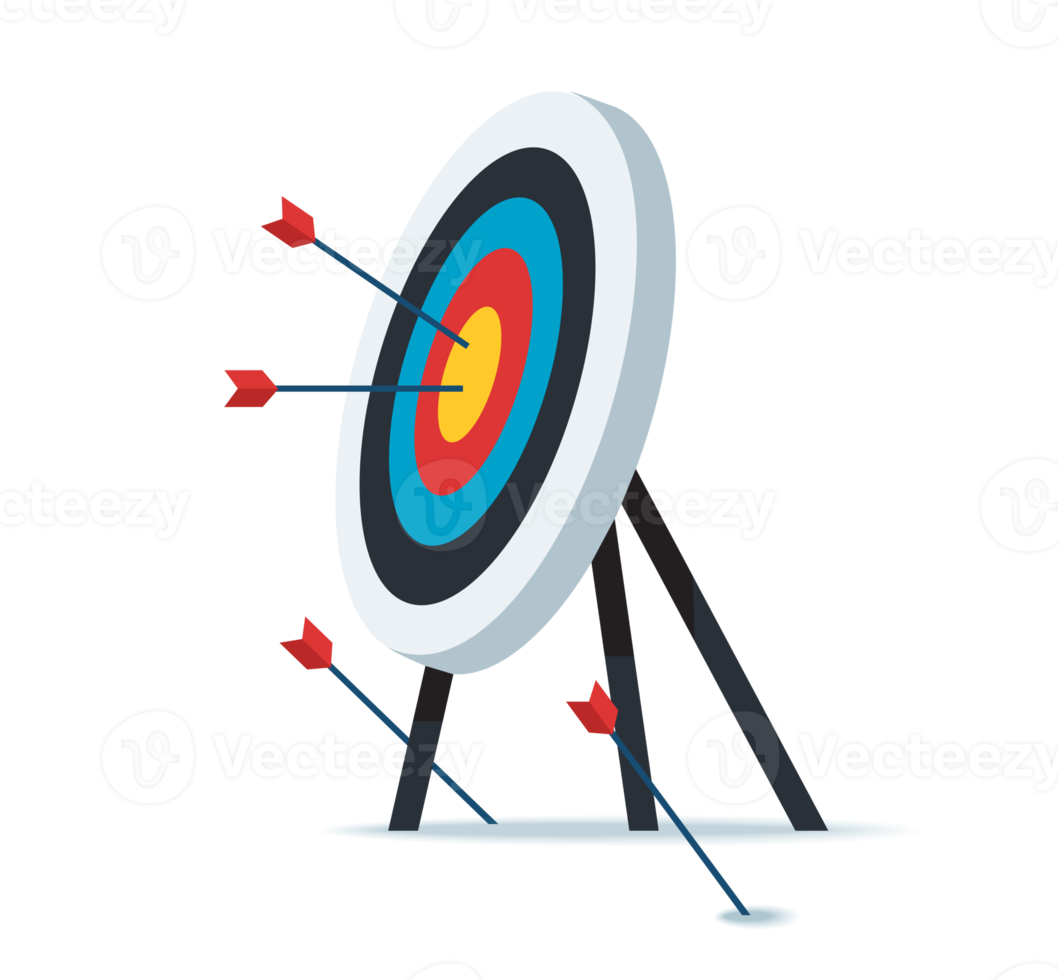 Archery target. Goal achieve concept png