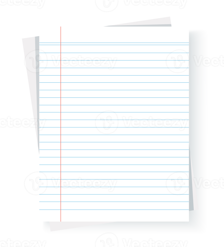 Blank notebook paper sheet with lines illustration png