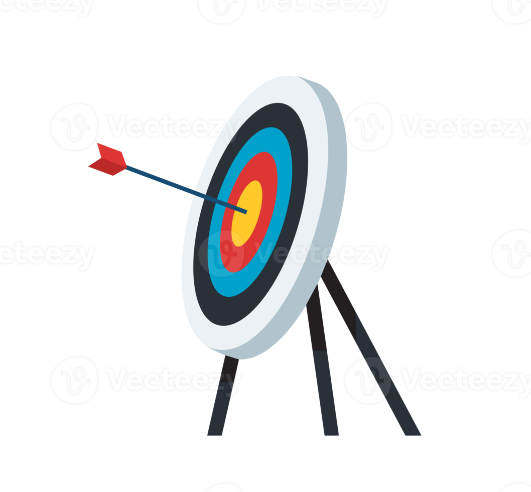 Archery target. Goal achieve concept png