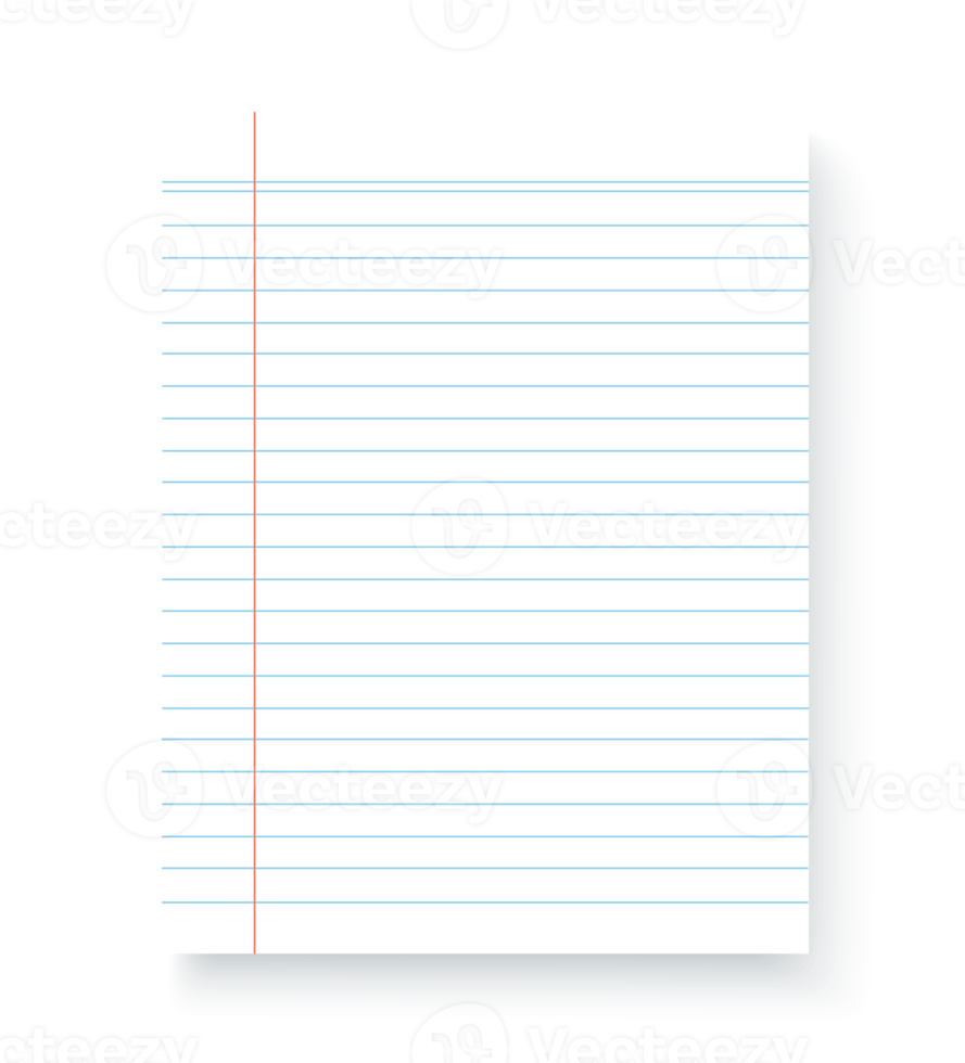 Blank notebook paper sheet with lines illustration png