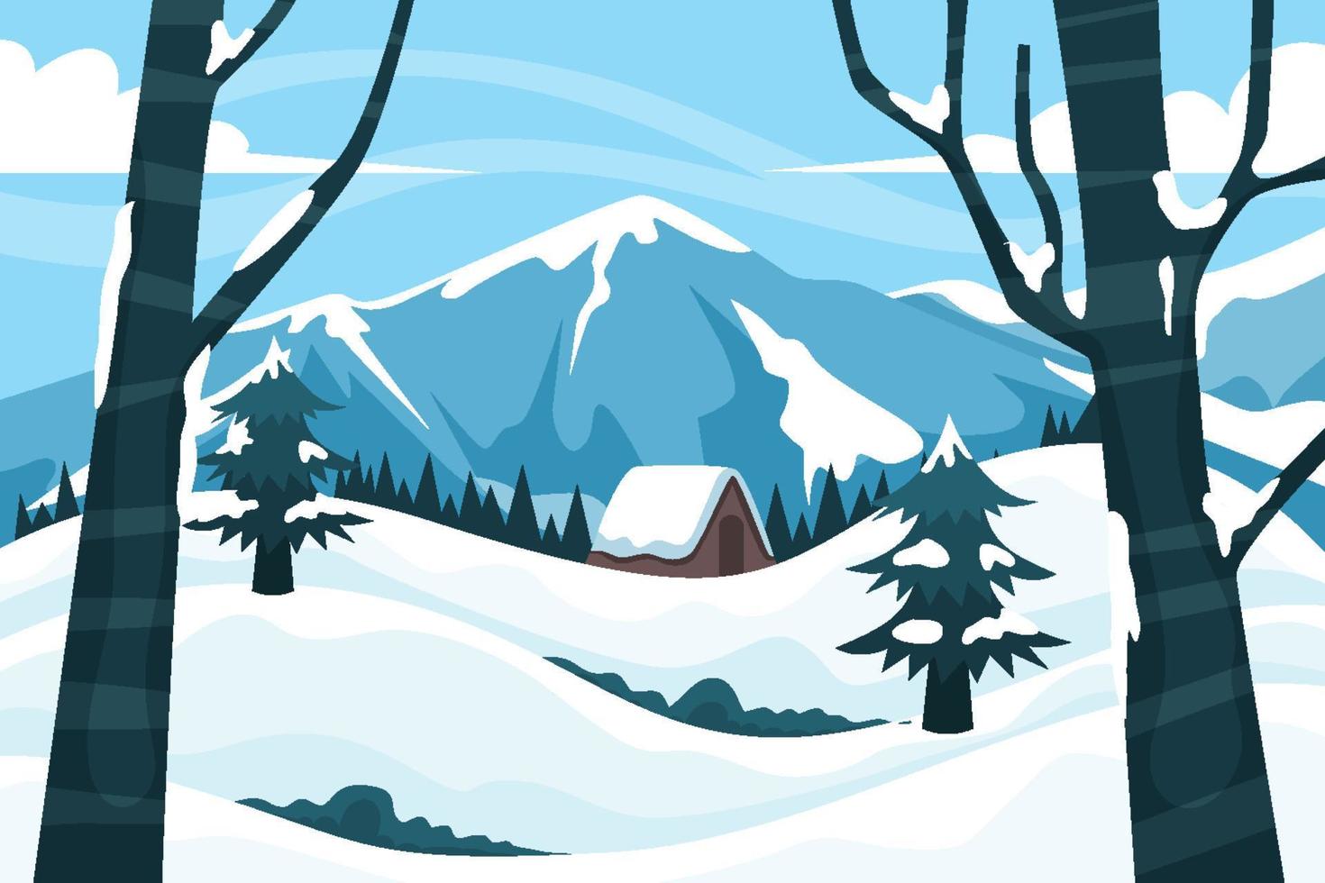 fondo de paisaje de invierno con paisaje de montaña vector