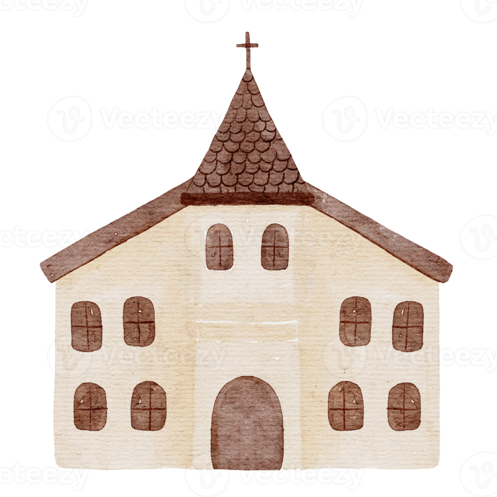 kyrka vattenfärg illustration png