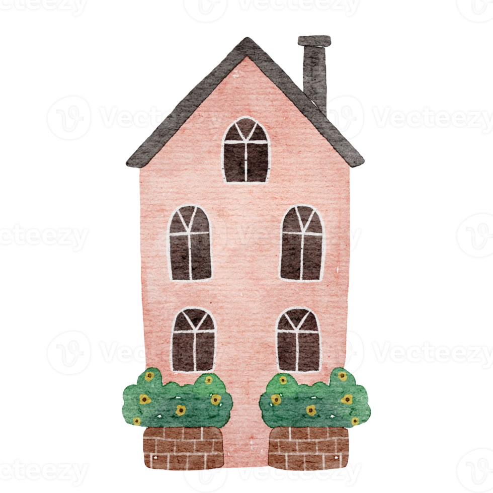 house watercolor illustration png