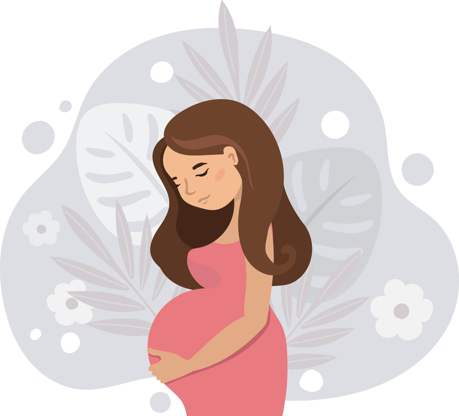 Free pregnant cute woman holding her belly . Pregnancy illustration in  cartoon style. 13166319 PNG with Transparent Background
