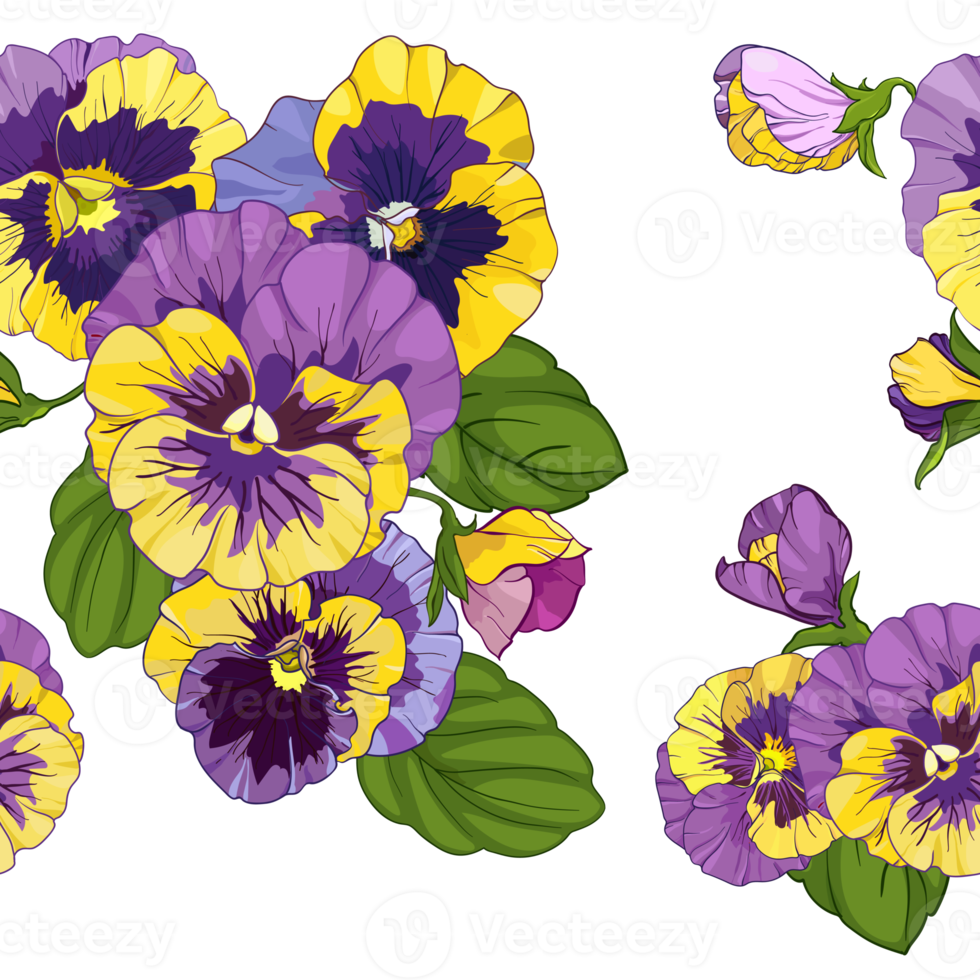 pansies floral seamless pattern png