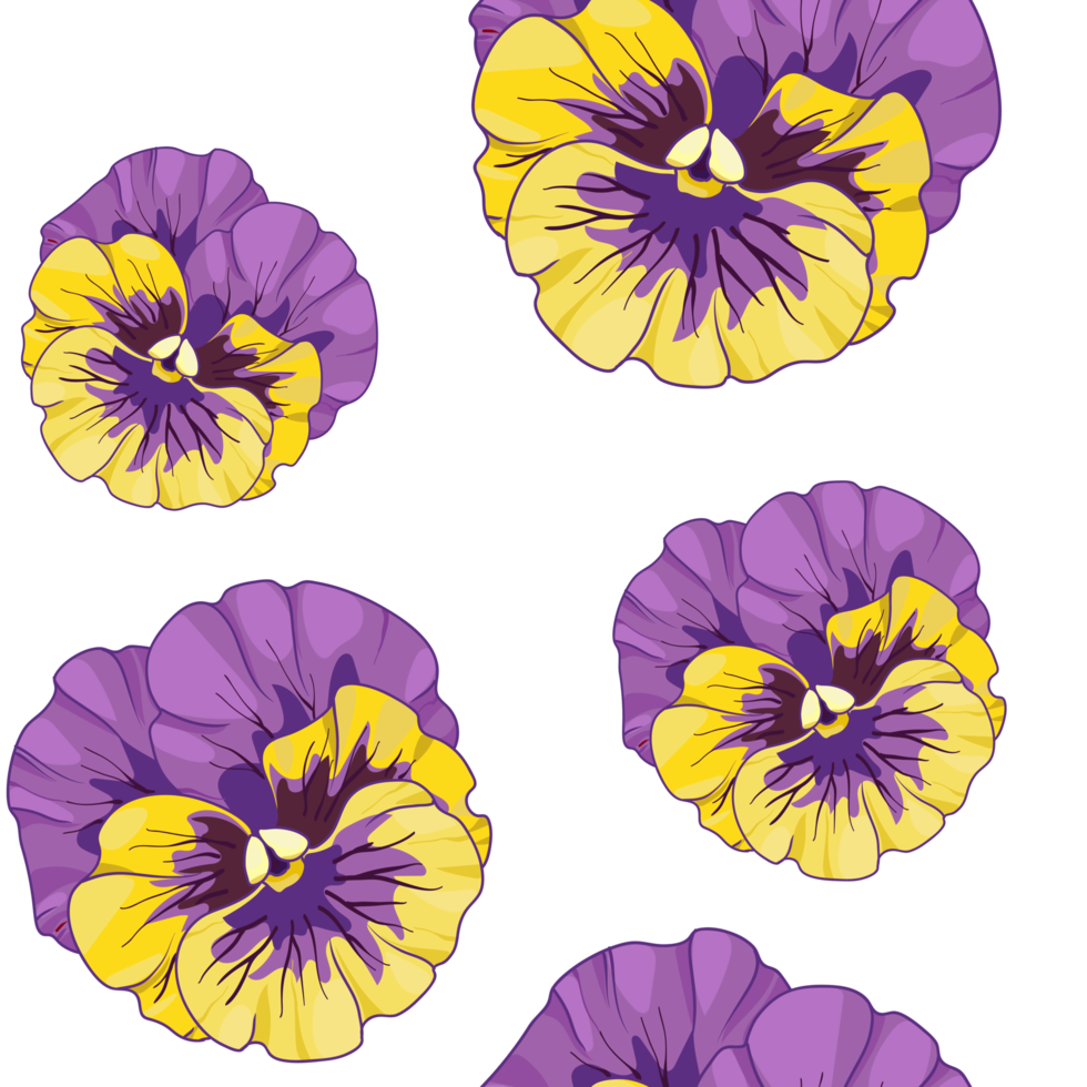 pansies floral seamless pattern png