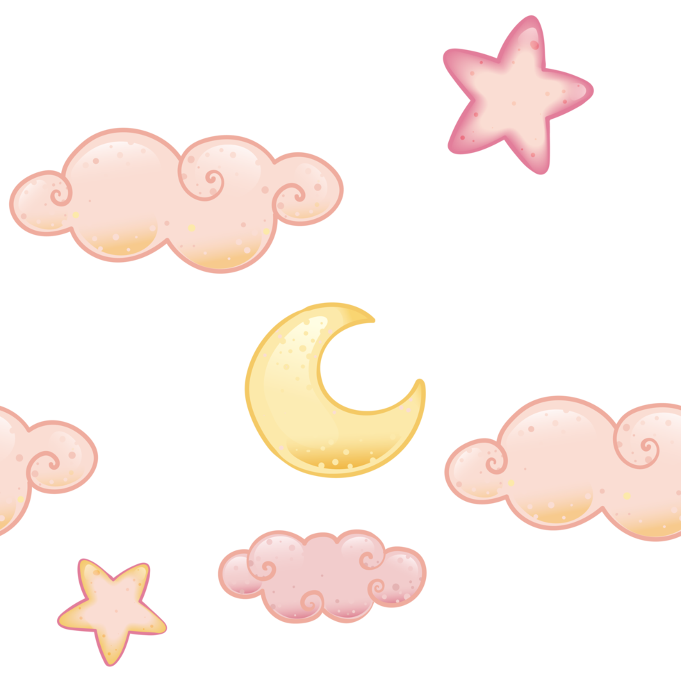 Luna, stelle , modello nel boho cartone animato stile, senza soluzione di continuità modello png