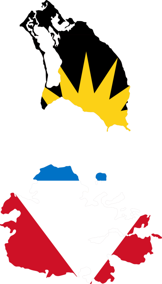 bandeira de antígua e barbuda no mapa em fundo transparente png