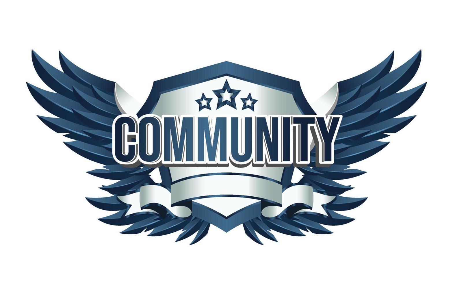 3D Community Winged Badge Achievement vector