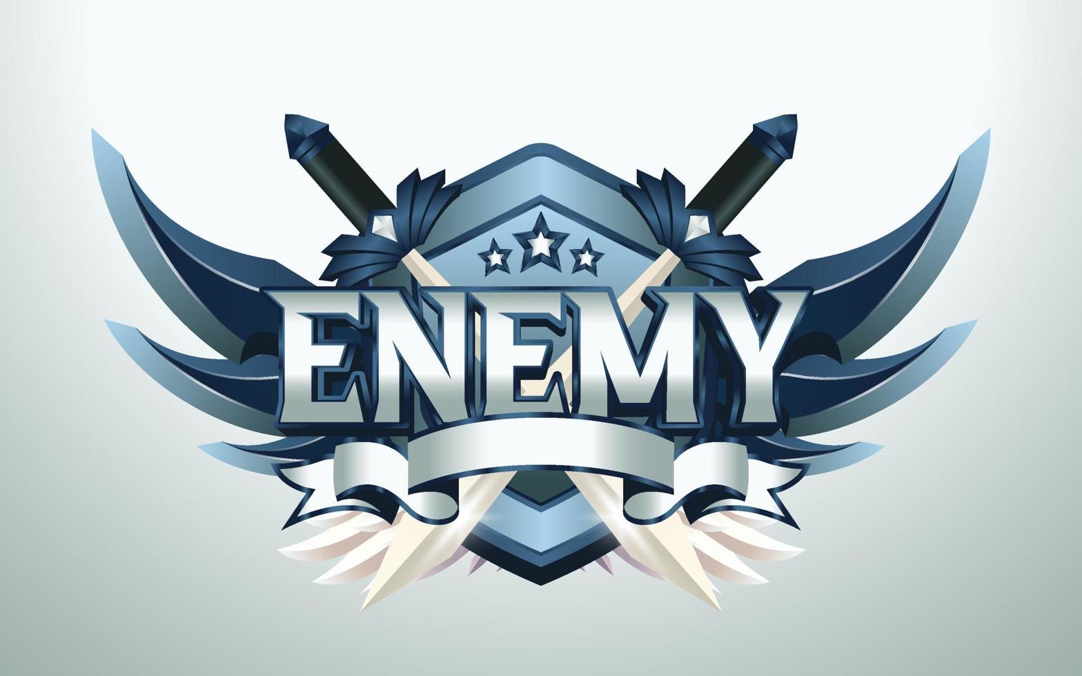 3D Enemy Winged Badge Achievement vector