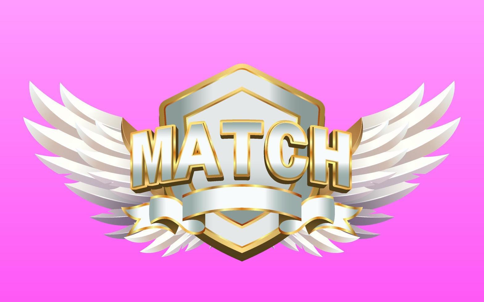 3D Match Winged Badge Achievement vector