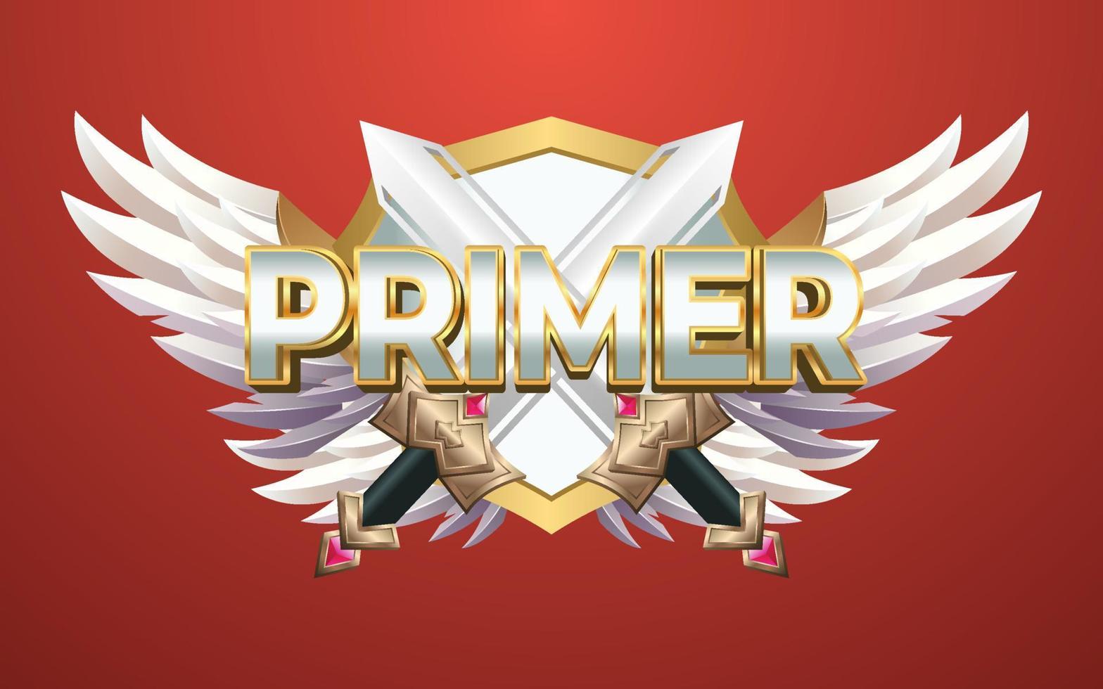 3D Primer Winged Badge Achievement vector