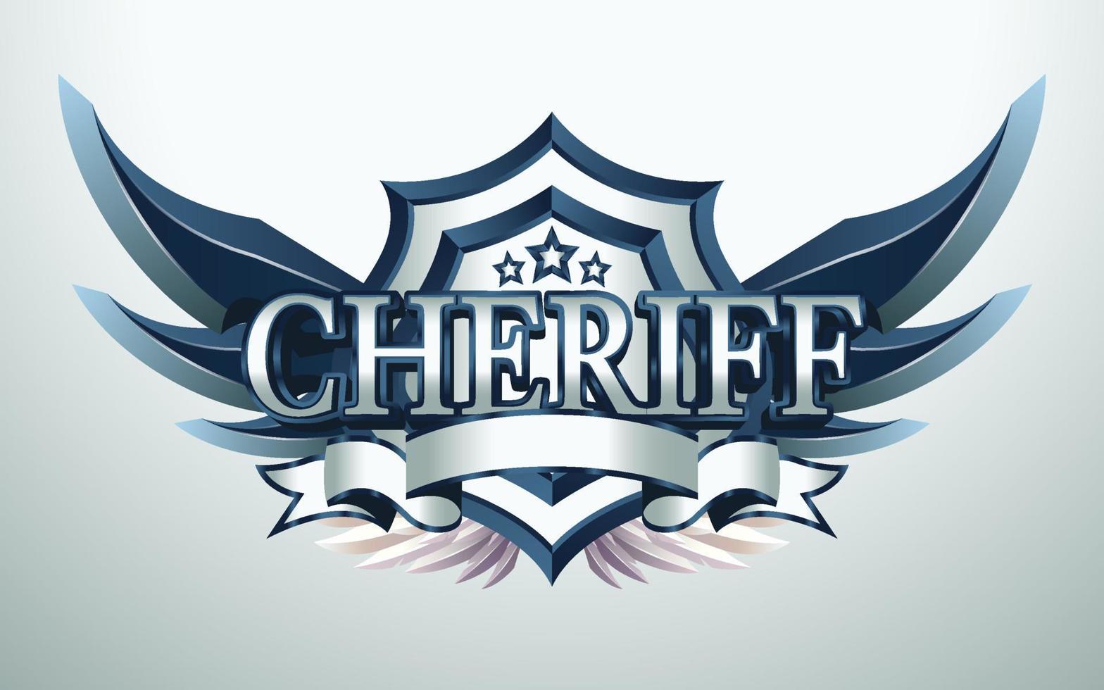 3D Cheriff Winged Badge Achievement vector