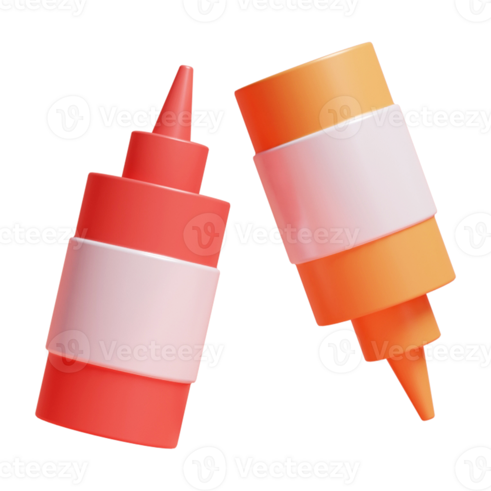 3d realistic ketchup bottle or 3d different style bottle mockup