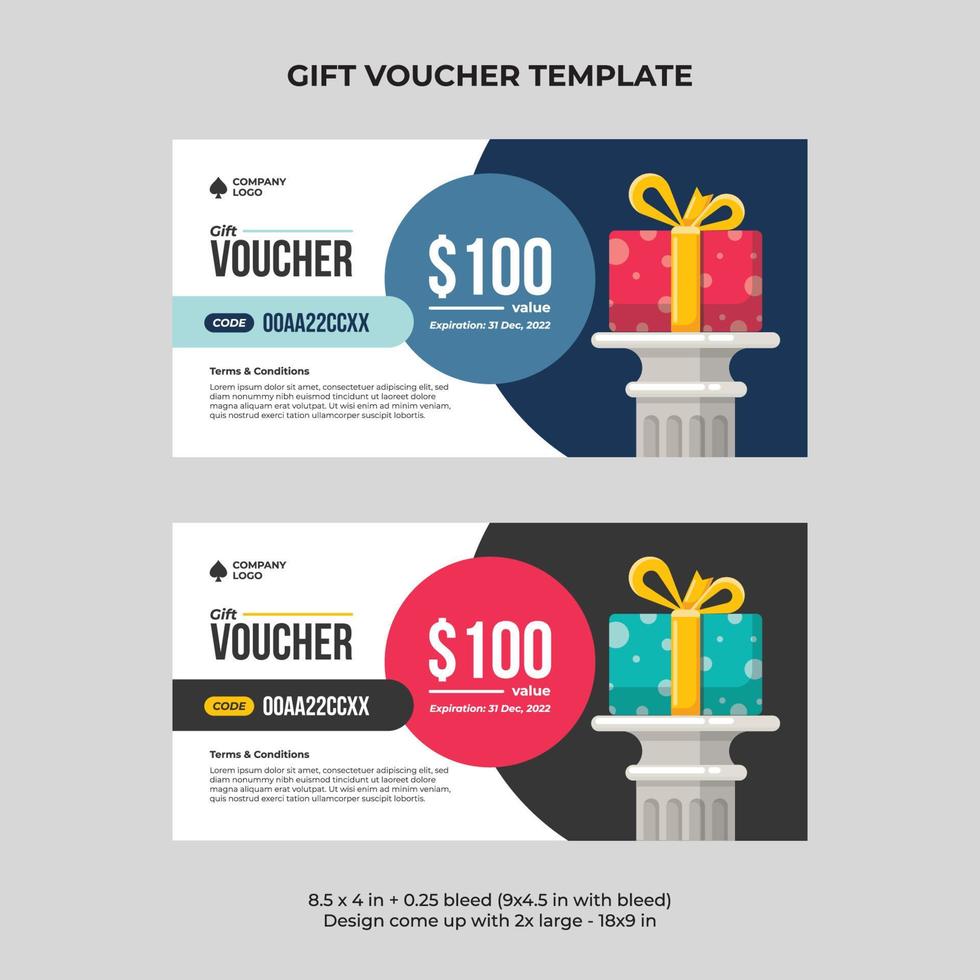 Gift voucher template with gift box and flat design, coupon design template vector