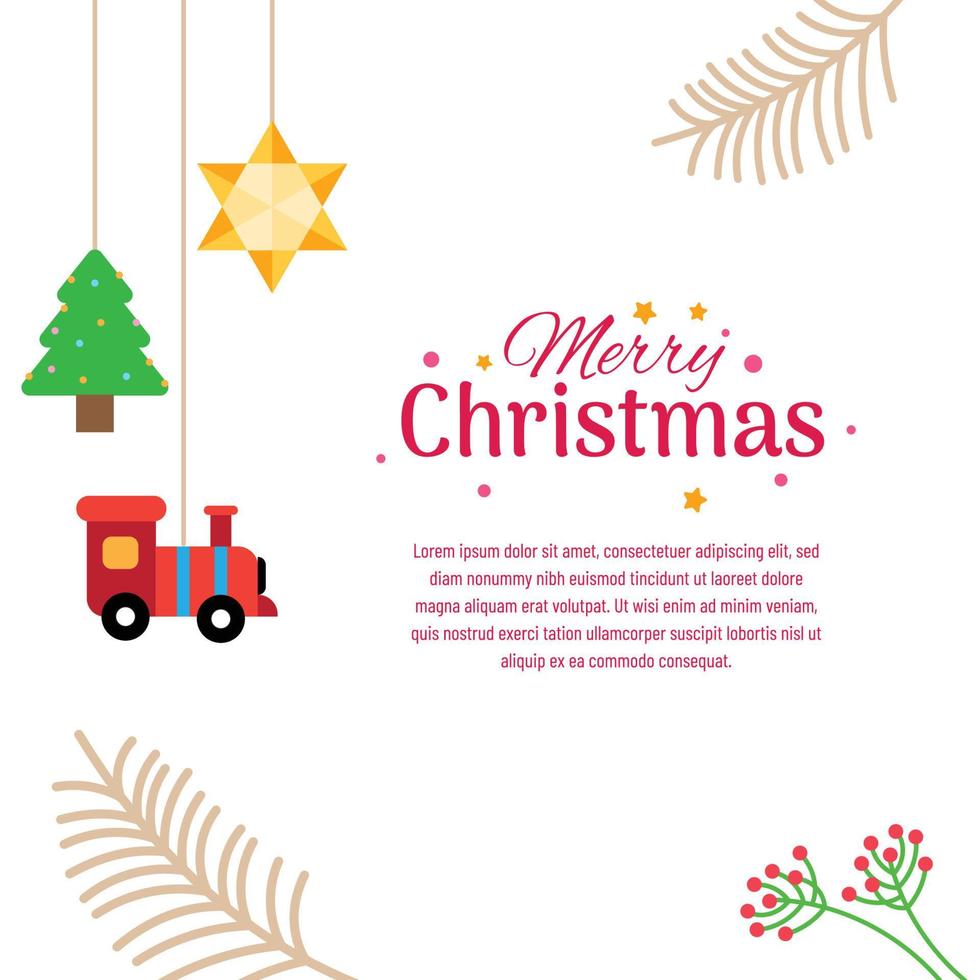 Christmas greeting square social media banner background vector