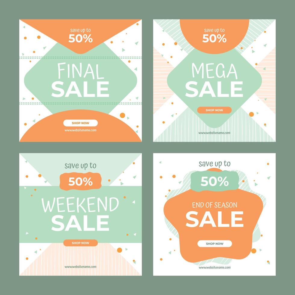 Kids weekend final mega sale square social media banner templates vector