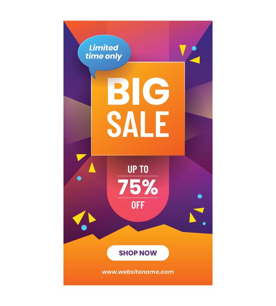 Big sale instagram story banner vector template