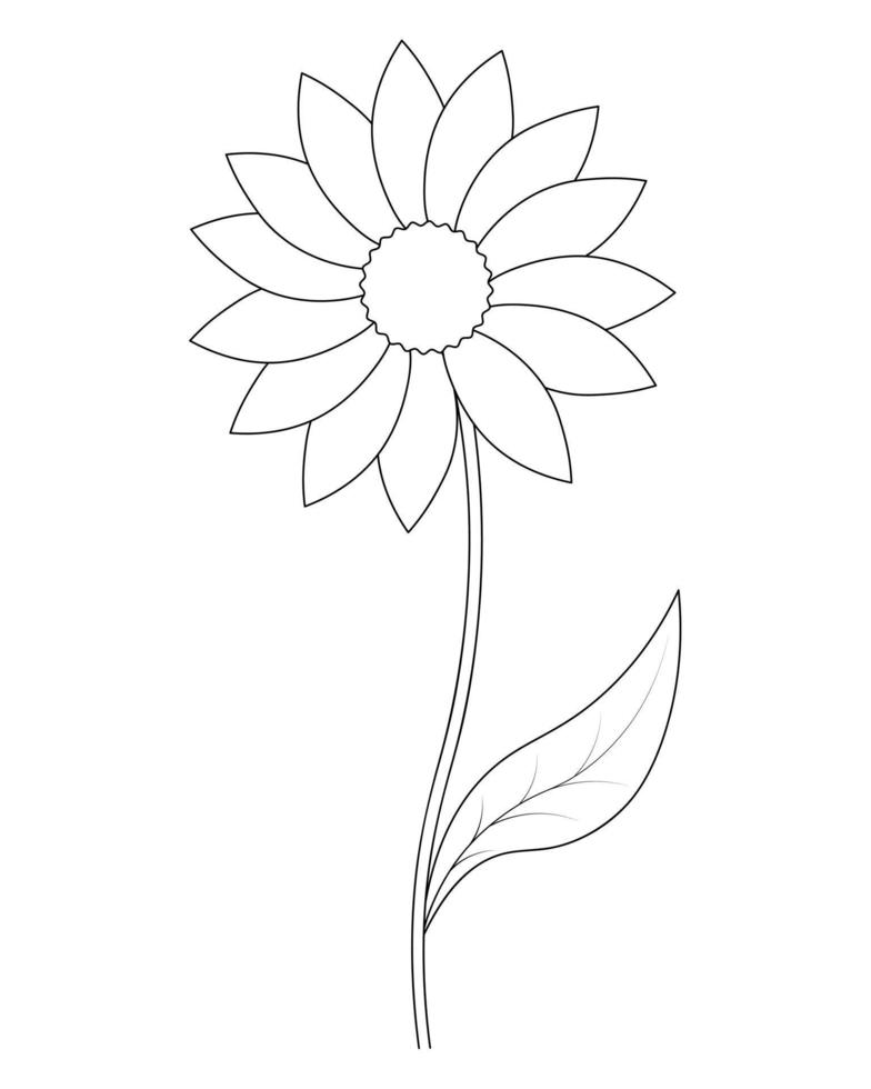 Flower. Sketch. A blossoming bud. Leaf on stem. Flowering plant. vector