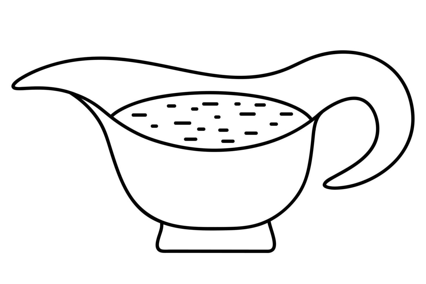 Sauce bowl. Sketch. Traditional gravy for a hot dinner. Ceramic mug for refueling. vector