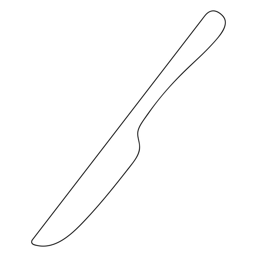 Table knife. The device consists of a handle and a blade. Silver tool for eating. Dinner knife vector