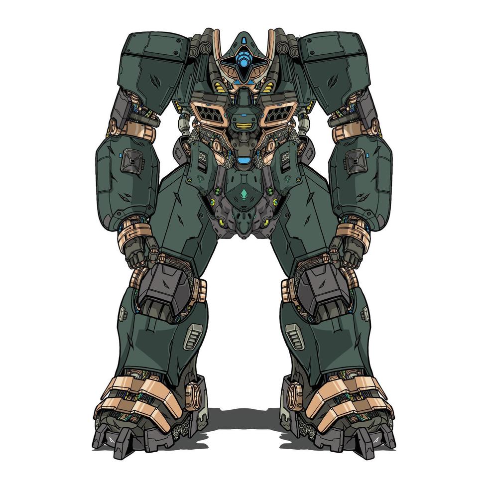 Mecha robot green made with arms body leg arms illustration vector