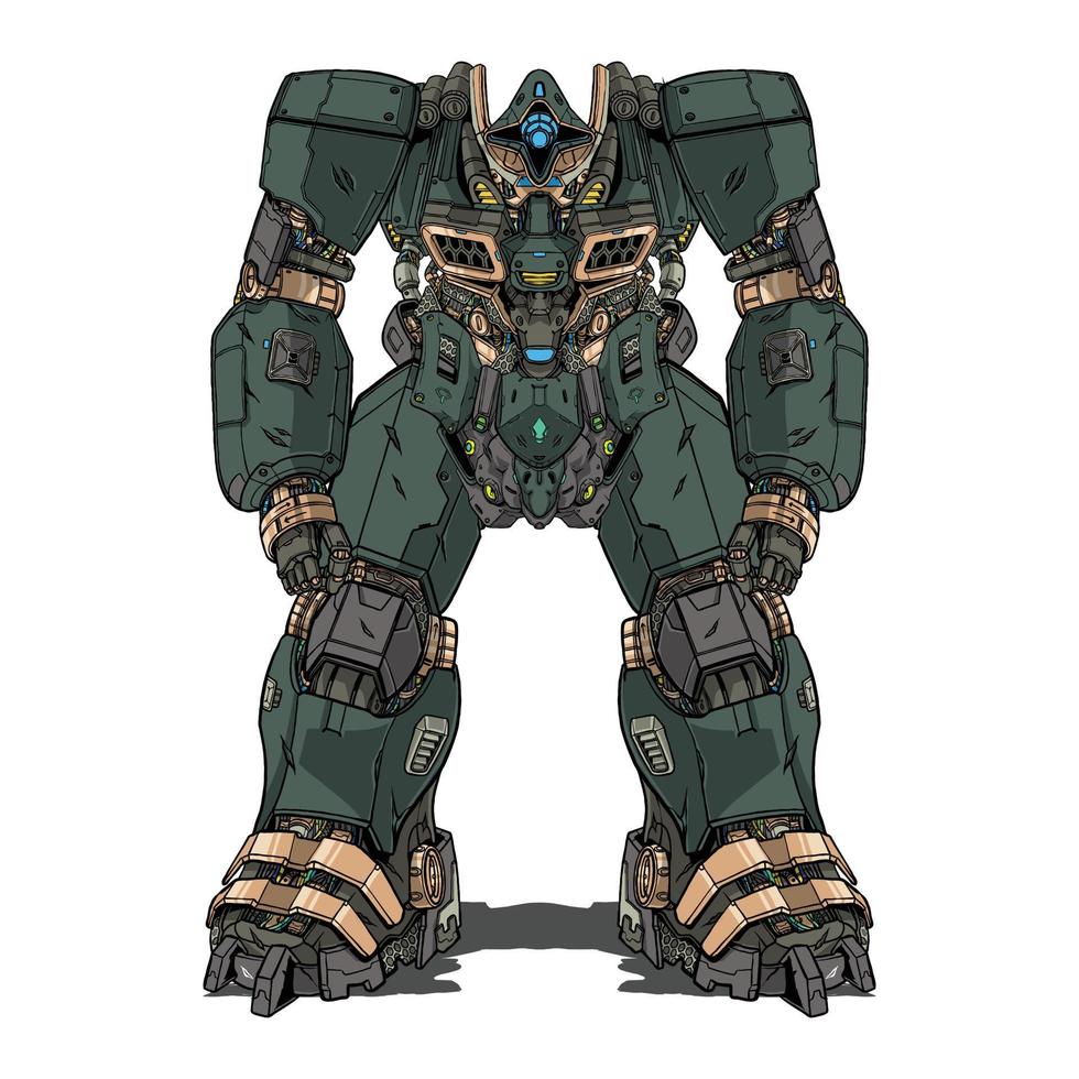 Mecha robot green made with arms body leg arms illustration vector