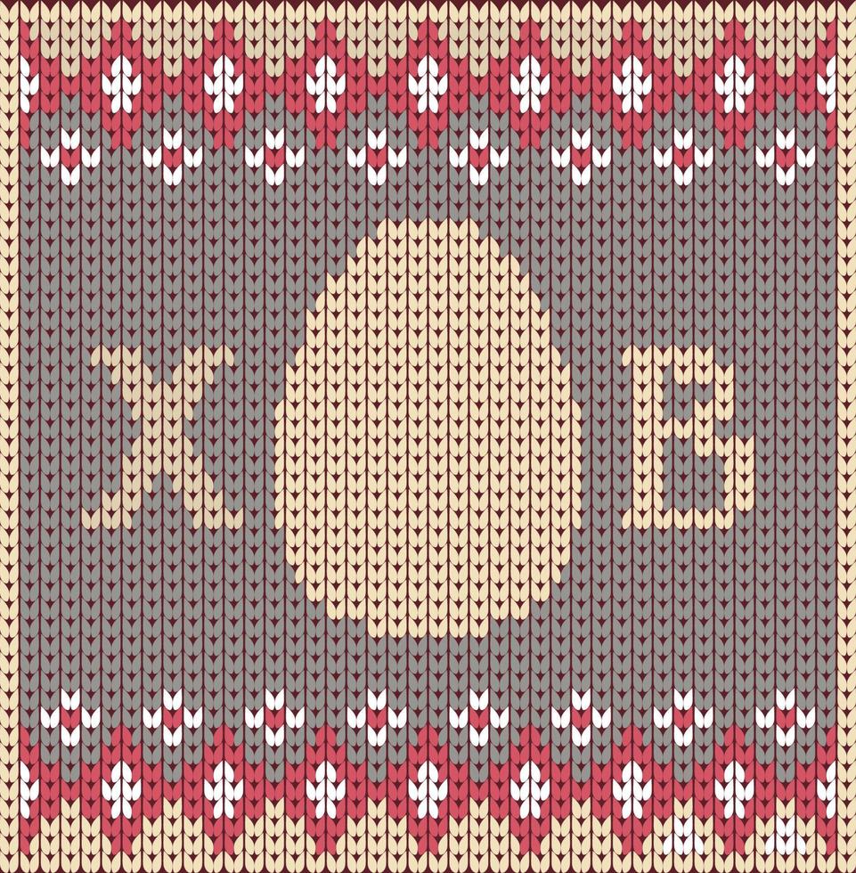 Happy easter background on knitting ornament background vector