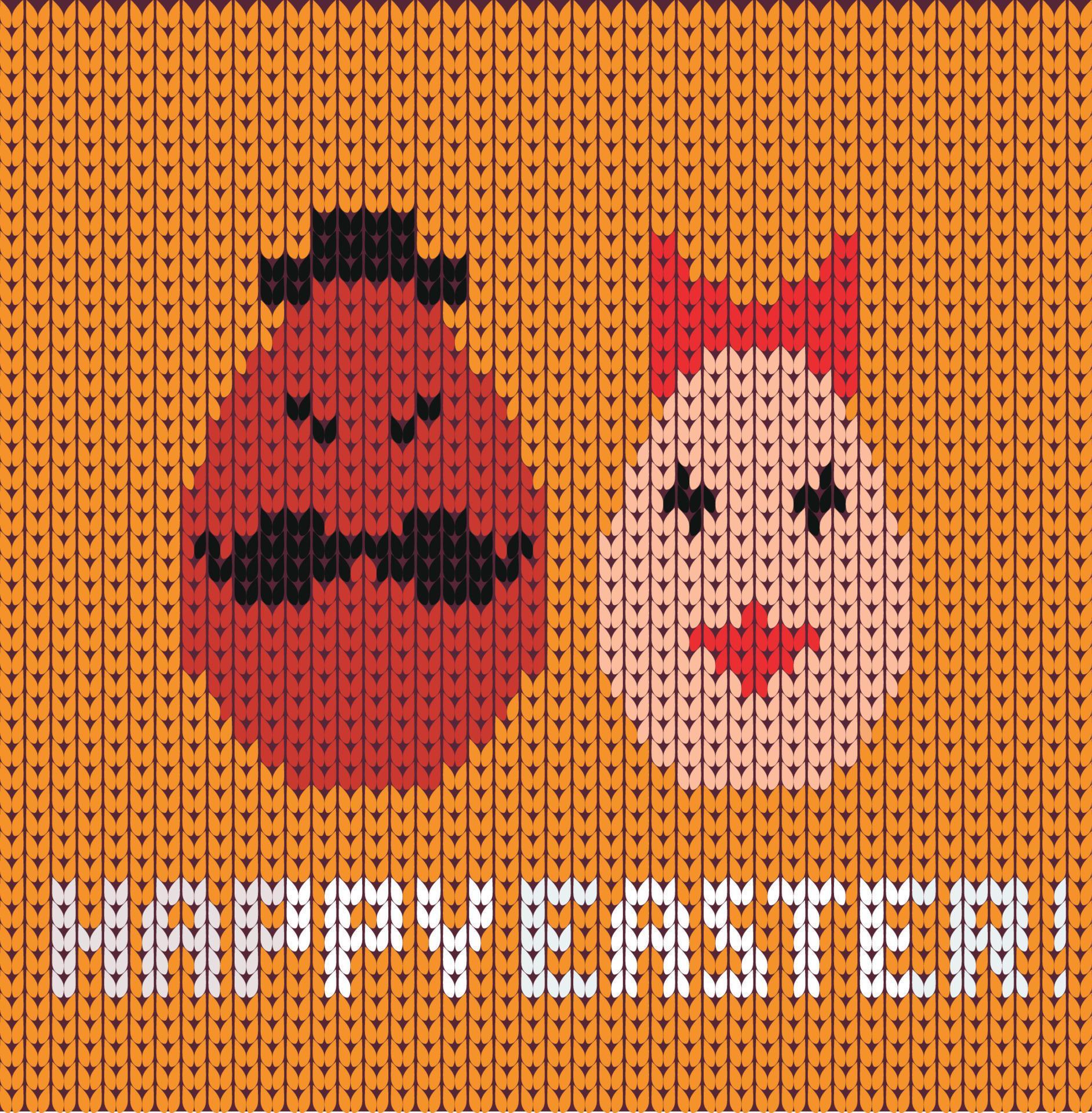 Happy easter background on knitting orange background 13166870 Vector