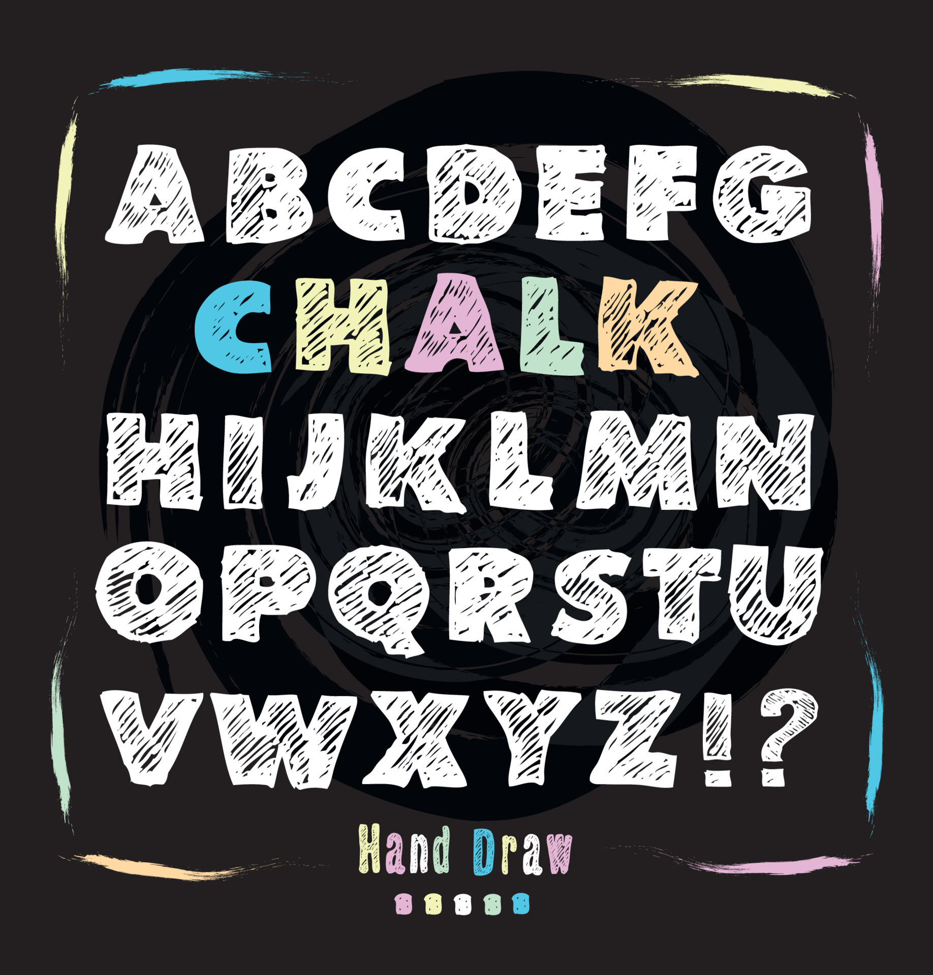 Chalk font and bold alphabet vector, Hand draw script and number design  Stock Vector