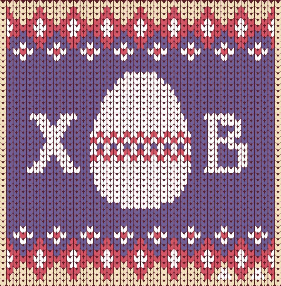 Happy easter background on knitting ornament background vector