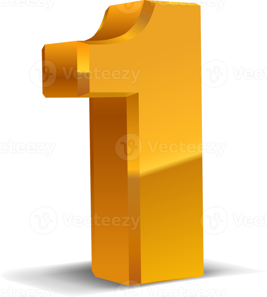 3d golden number 1 13166886 PNG