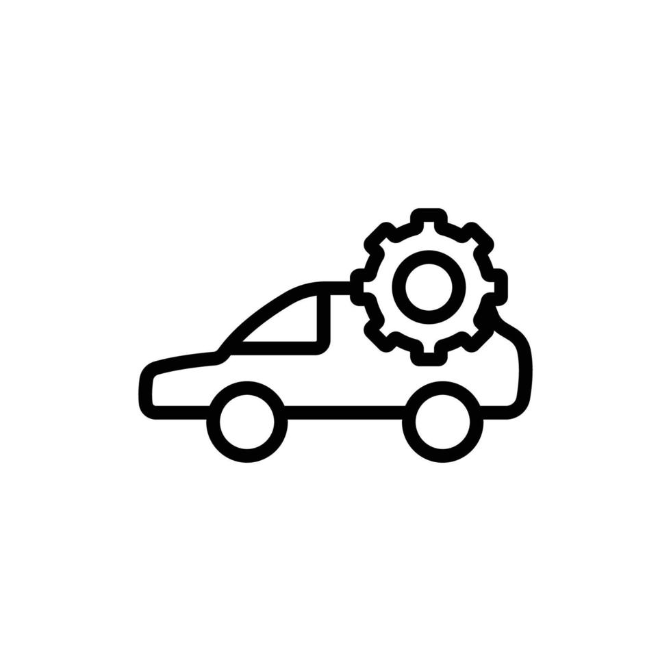 ilustración de icono de línea de coche con engranaje. adecuado para el icono de reparación de automóviles. reparación relacionada con la ilustración del icono, mantenimiento. diseño vectorial simple editable vector