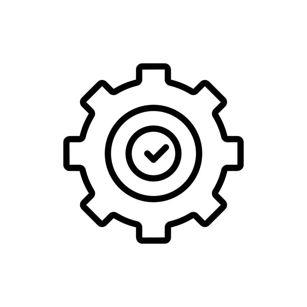 Gear line icon illustration with check mark. suitable for complete repair icon. icon illustration related repair, maintenance. Simple vector design editable